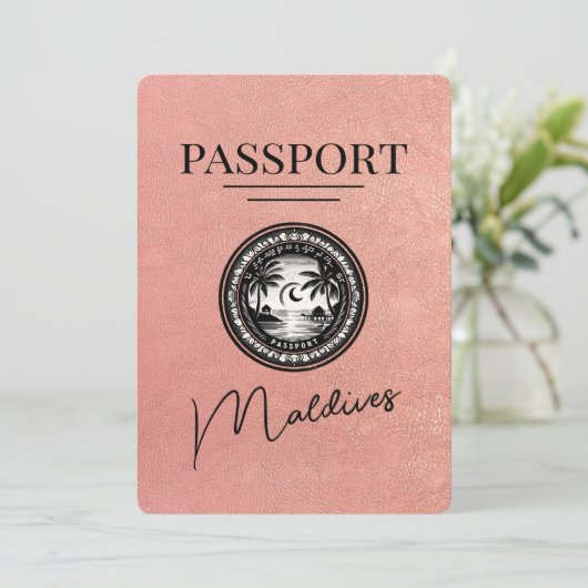 Roos Gold Malediven Paspoort Bewaar de datum Save The Date (Staand voorkant)