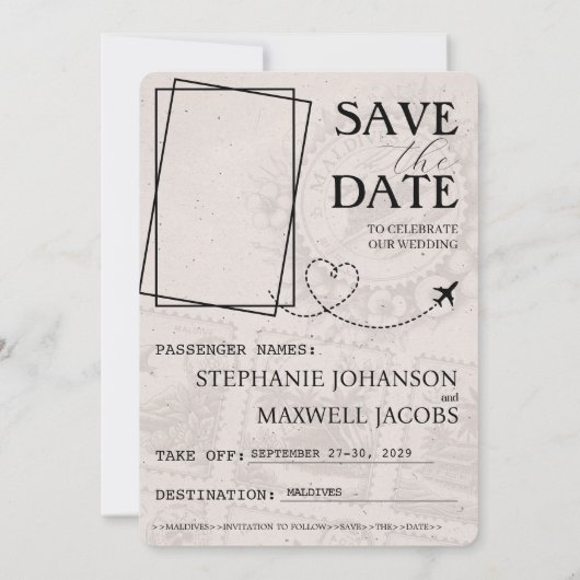 Roos Gold Malediven Paspoort Bewaar de datum Save The Date (Achterkant)