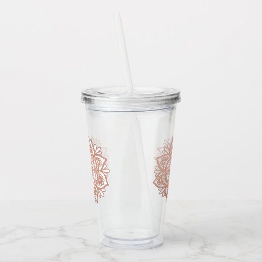Roos Gold Mandala Acryl Drinkbeker (Links)