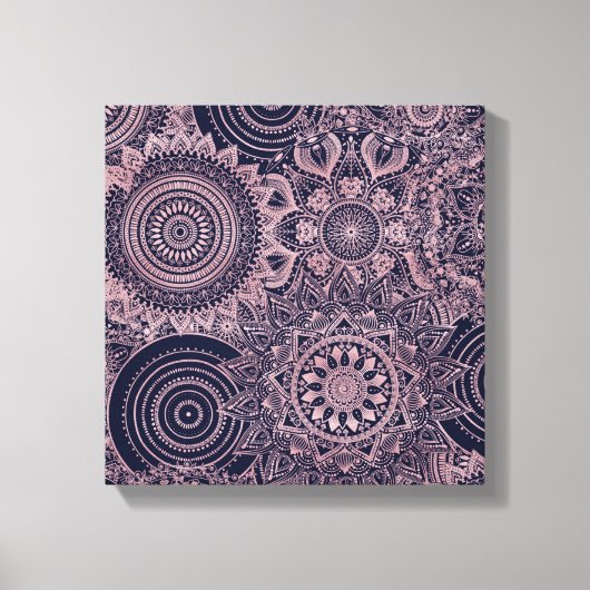 Roos Gold Mandala Collectie Blauw design Canvas Afdruk (Voorkant)