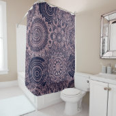Roos Gold Mandala Collectie Blauw design Douchegordijn (In situ)