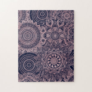 Roos Gold Mandala Collectie Blauw design Legpuzzel