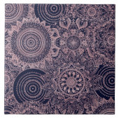 Roos Gold Mandala Collectie Blauw design Tegeltje (Voorkant)