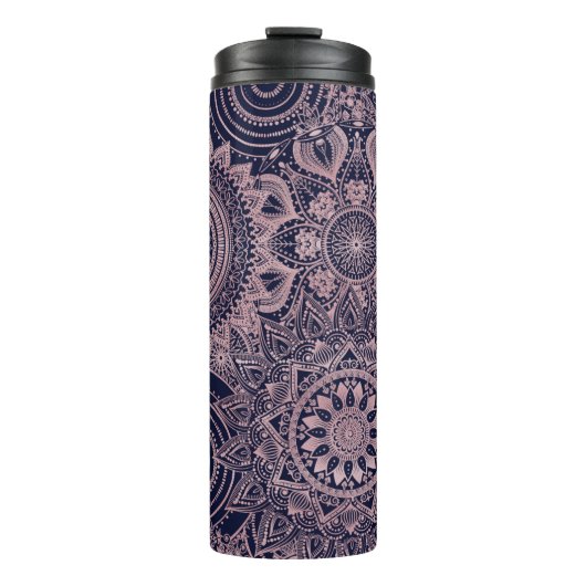 Roos Gold Mandala Collectie Blauw design Thermosbeker (Voorkant)