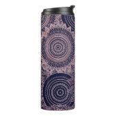Roos Gold Mandala Collectie Blauw design Thermosbeker (Gedraaid links)