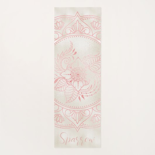 Roos Gold Mandala Cream Folie Aangepaste naam Yogamat (Achterkant)