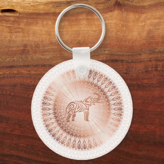 Roos Gold Mandala Elephant Sleutelhanger (Voorkant)