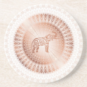 Roos Gold Mandala Elephant Zandsteen Onderzetter