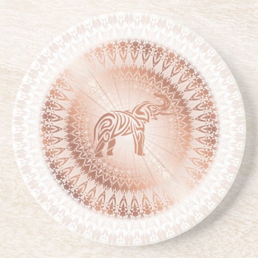 Roos Gold Mandala Elephant Zandsteen Onderzetter (Voorkant)