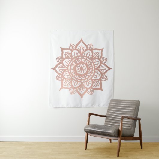 Roos Gold Mandala Flower Wandkleed (In situ)