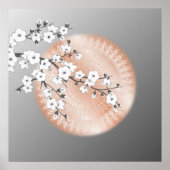 Roos Gold Mandala Gray Cherry Blossom Poster (Voorkant)