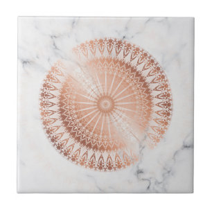 Roos Gold Mandala Gray Marble Tegeltje