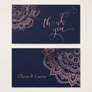 Roos Gold Mandala op Navy Blue - Hartelijk dank vo Visitekaartjes