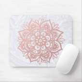Roos Gold Mandala op White Marble Mousepad Muismat (Met muis)