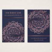 Roos Gold Mandala over Kaarten op marinescherm Visitekaartjes (Voorkant /achterkant)