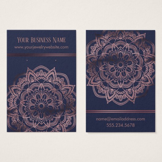 Roos Gold Mandala over Kaarten op marinescherm Visitekaartjes (Voorkant /achterkant)