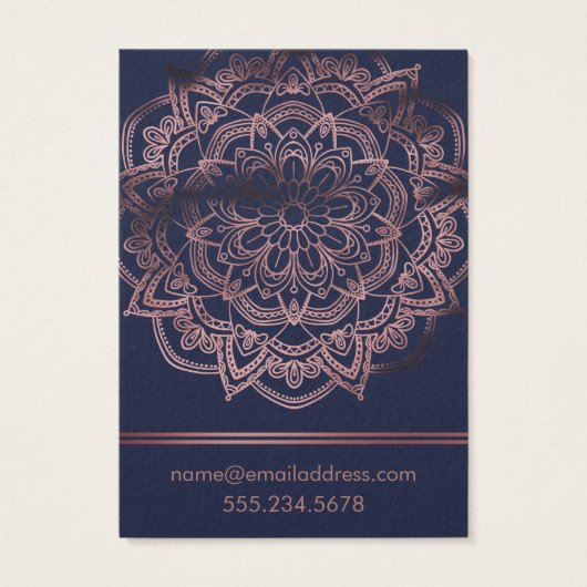 Roos Gold Mandala over Kaarten op marinescherm Visitekaartjes (Achterkant)