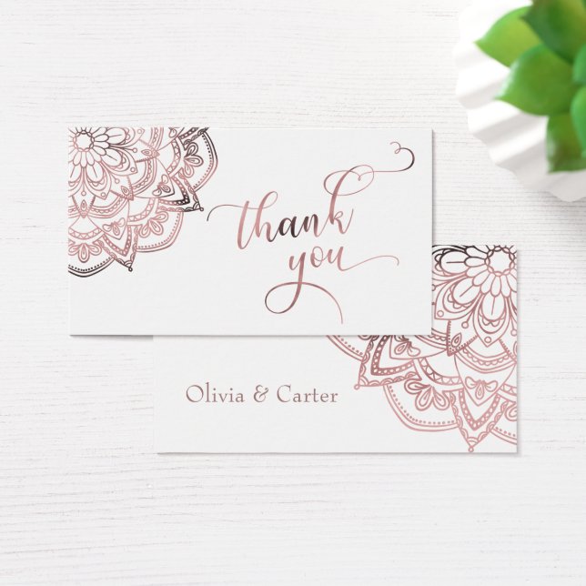Roos Gold Mandala over wit Hartelijk dank Visitekaartjes (Bureau)