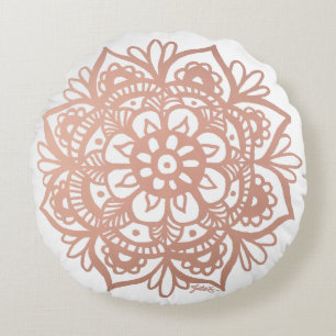 Roos Gold Mandala roze ventilator Rond Kussen
