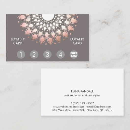 Roos Gold Mandala Spray Tan Loyalty Punch (Voorkant / Achterkant)