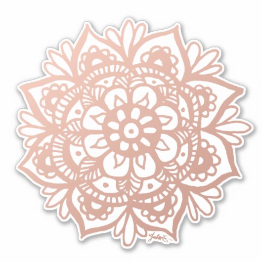 Roos Gold Mandala Sticker (Voorkant)