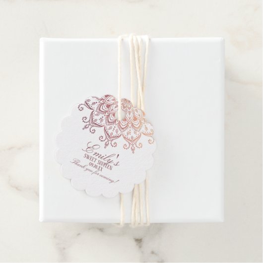 Roos Gold Mandala Sweet 16 Hartelijk dank Bedankjes Labels (In situ)