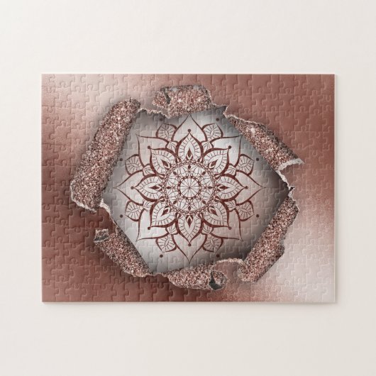 Roos Gold Mandala yoga zen Legpuzzel (Horizontaal)