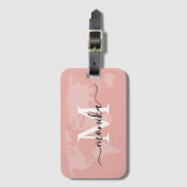 Roos Gold Map - Aangepaste monogram wereldreiziger Bagagelabel (Voorkant (verticaal))