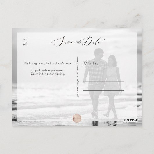 Roos Gold Map, elke bestemming Save the Date Briefkaart (Achterkant)