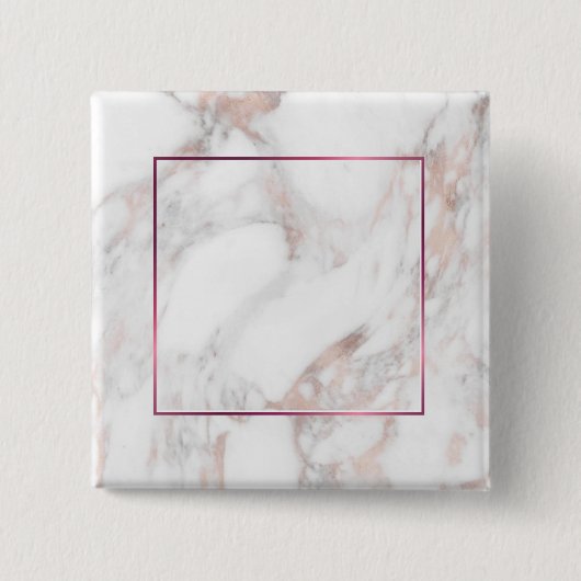Roos Gold Marble - Aangepast elegante lege Sjabloo Vierkante Button 5,1 Cm (Voorkant)