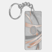 Roos Gold Marble Abstract Art Monogram Sleutelhanger (Voorkant Links)