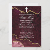 Roos Gold Marble Agate Geode Eerste Heilige Commun Kaart (Voorkant)