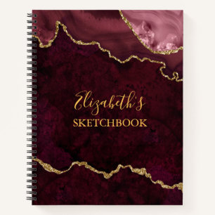 Roos Gold Marble Agate Geode Sketchbook Notitieboek