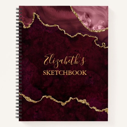 Roos Gold Marble Agate Geode Sketchbook Notitieboek (Voorkant)