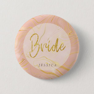 Roos Gold Marble Agate Glitter Bride Button