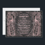 Roos Gold Marble Art Deco Peacock Engagement Party Kaart<br><div class="desc">Uniek ontwerp met een combinatie van oude,  op wereldschaal gebezigde,  gouden roos-decopauzes en een gedurfde,  moderne grafische aanpak op een zwarte marmerachtergrond. Het gebruik past hulpmiddel aan om uw info toe te voegen. Ga voor overeenkomende objecten naar mijn Roos Gold Marble Art Deco Peacocks Collectie.</div>