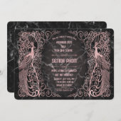 Roos Gold Marble Art Deco Peacocks Senior Prom Kaart (Voorkant / Achterkant)