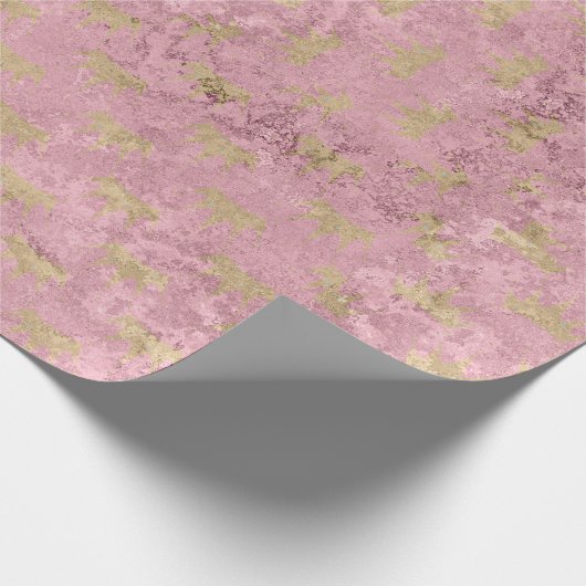 Roos Gold Marble Blush Pink Shimmer Elegant Molten Cadeaupapier (Hoek)