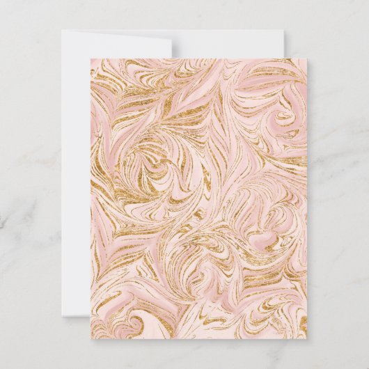 Roos Gold Marble Blush Pink Weddenschap Details Kaart (Achterkant)