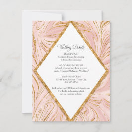 Roos Gold Marble Blush Pink Weddenschap Details Kaart