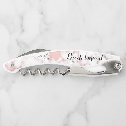 Roos Gold Marble Bridal Girly Bridesmaid Kurkentrekker (Achterkant)