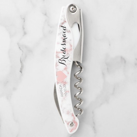 Roos Gold Marble Bridal Girly Bridesmaid Kurkentrekker (Achterkant)