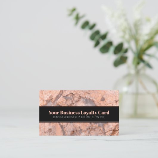 Roos Gold Marble Business Loyalty Punch Kaart Afsprakenkaartje (Staand voorkant)