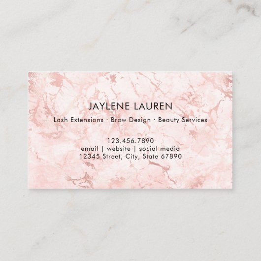 Roos Gold Marble Butterfly Loyalty Kaart Visitekaartje (Achterkant)