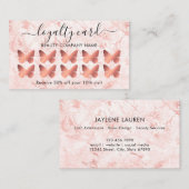 Roos Gold Marble Butterfly Loyalty Kaart Visitekaartje (Voorkant / Achterkant)