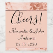 Roos Gold Marble Cheers Wijnlabel Wijn Etiket (Enkel label)