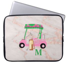 Roos Gold Marble Chic Golf Gal Laptop Sleeve