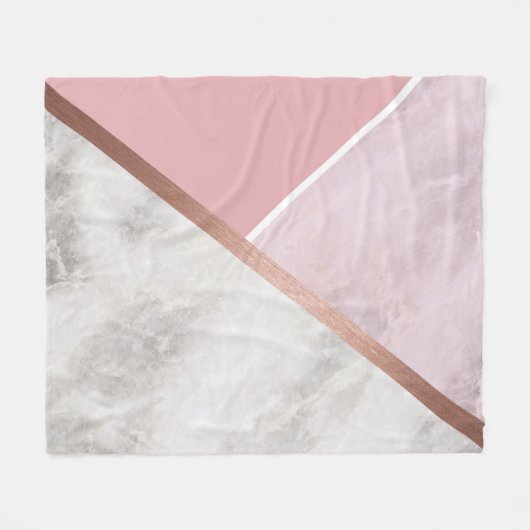 Roos Gold Marble Copper Fleece Blanket Deken (Voorkant (Horizontaal))