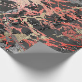 Roos Gold Marble Coral Black Grahit Grey Abstract Cadeaupapier (Hoek)