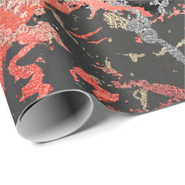 Roos Gold Marble Coral Black Grahit Grey Abstract Cadeaupapier